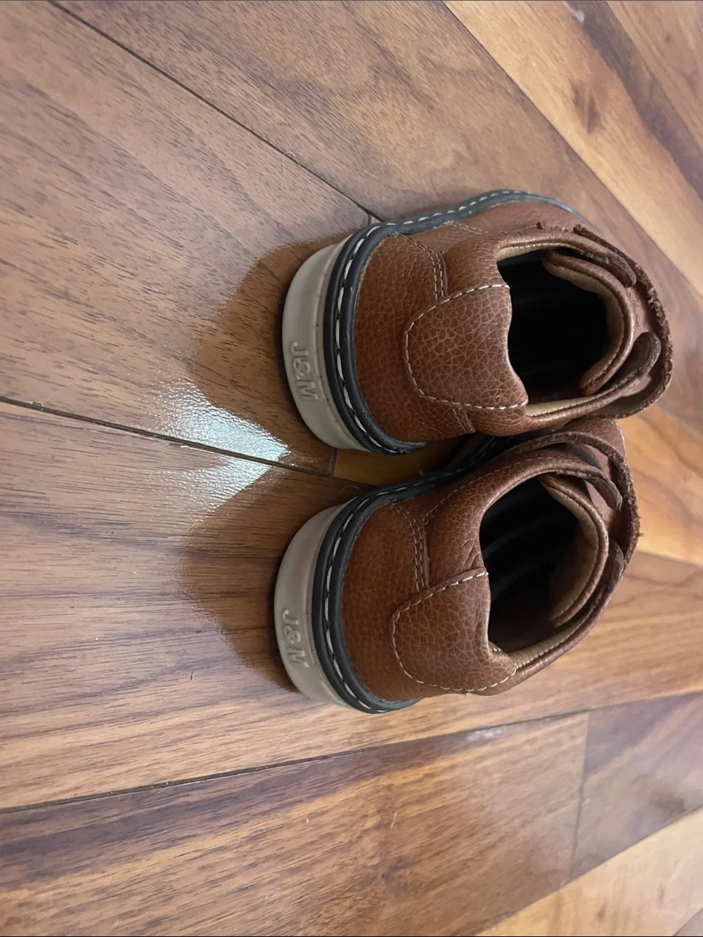 Johnston & Murphy Toddler Brown Leather Velcro Shoes